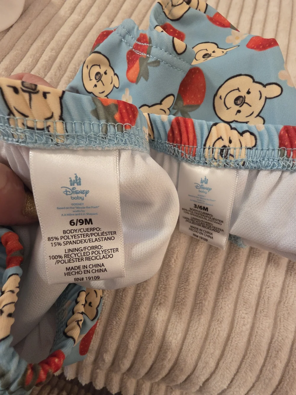 Disney Winnie the Pooh Blue & White Kids Swim Bikini Set with Red Accents